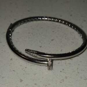 ATHENA DESIGNS NAIL BANGLE CUFF Elegant Silver Bracelet
